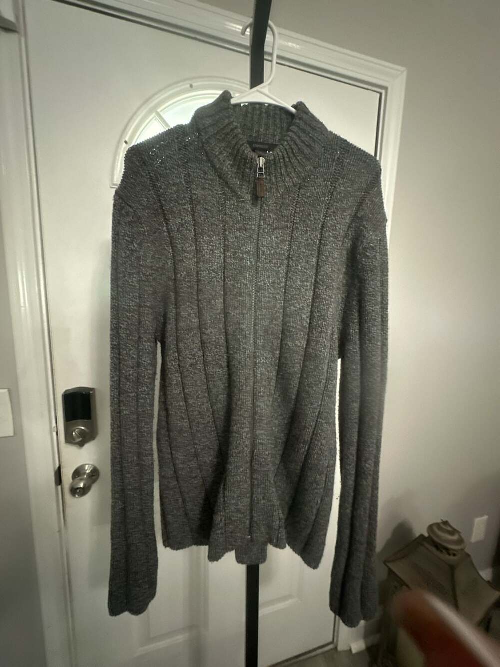 Express Men's Ribbed Mock Neck Full-Zip Marled Knit Sweater#762